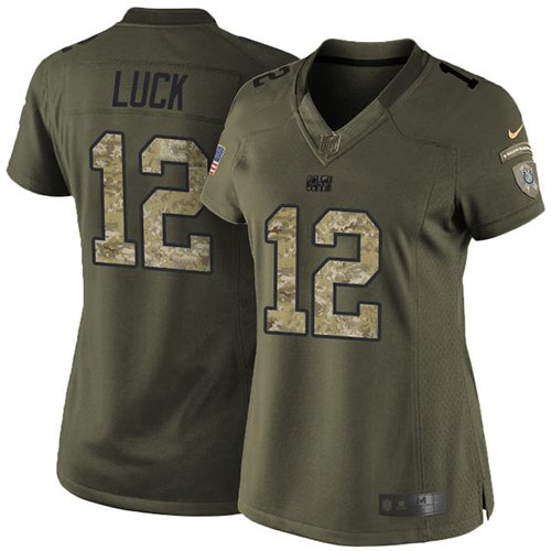 Women's Elite Andrew Luck Nike Jersey Green - #12 Salute to Service NFL Indianapolis Colts